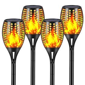 Solar Torch Lights; 48" Height Larger Solar Torches with Flickering Flames Outdoor Garden Indoor Decor - 4 Pack