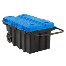 50 Gallon Rolling Tool Chest with Work Top for Garage; Black Base/Blue Lid