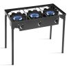 Portable Propane 225; 000-BTU 3 Burner Gas Stove Outdoor Camping Stove Grill