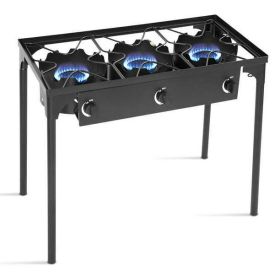 Portable Propane 225; 000-BTU 3 Burner Gas Stove Outdoor Camping Stove Grill