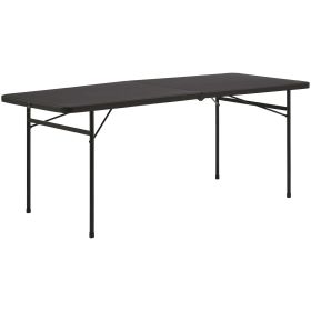 6 Foot Bi-Fold Plastic Folding Table; Black