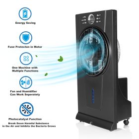 Humidifier and Misting Fan with Remote Control; 3 Speed Settings; with 2.5L Water Tank; with Automatic Shut-off Timer; Indoors; Black