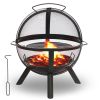 Ikuby ball style fire pit ball of fire with BBQ grill