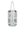 Wooden Lantern with Octagonal Cut Out and Rope Hanger; Large; White; DunaWest