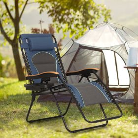 Oversized Outdoor Padded Zero Gravity Chair - Blue and Dark Gray