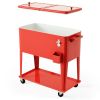 Outdoor Patio Party Rolling Steel Construction 80 Quart Bar Cooler