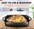 2-in-1 Pre-seasoned Square Cast Iron Baking Dish Cookware Pan