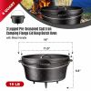 3 Legged Pre-Seasoned Cast Iron Camping Flanged lid Deep Dutch Oven; 6 Quart w/ Metal Bail Handle