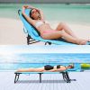 Folding Chaise Lounge Chair Adjustable Outdoor Patio Beach Camping Recliner Turquoise