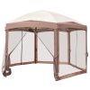 3*3.6m Khaki Top Fabric;  Dark Brown Edge;  White Bracket;  Hexagonal Arc Top Folding Shed;  6 Veils And Net Cloth;  With Black Bag;  Folding Shed