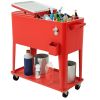 Outdoor Portable Rolling Party Cooler Cart Patio Mobile Ice Chests Beverage Icebox Beer Cola Cooler Trolley