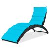 Folding Patio Rattan Lounge Chair Chaise Cushioned Portable Garden Turquoise