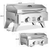 2 Burner Portable BBQ Table Top Propane Gas Grill Stainless Steel