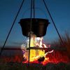 3 Legged Pre-Seasoned Cast Iron Camping Flanged lid Deep Dutch Oven; 6 Quart w/ Metal Bail Handle