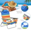 2-Pack Folding Backpack Beach Chair Table Set 5-Position Outdoor Reclining Chair Yellow