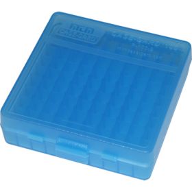 MTM Ammo Box 100 Round Flip-Top 9mm 380 ACP Clear Blue