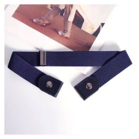 Men's Adjustable Black Elastic Stretch Comfortable Concealed Belt For Jeans Pants (Color: Navy Blue)