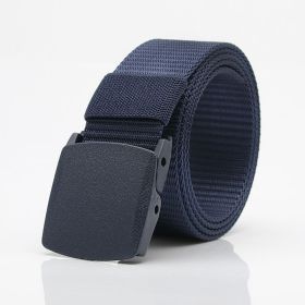 1pc Men's Nylon Automatic Belt; 6 Colors Available (Color: Dark blue)