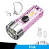 1pc Mini Portable LED Flashlight With Keychain; USB Charging Warning Light For Outdoor Camping Emergency