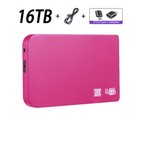 Original High-speed 16TB Portable External Solid State Hard Drive USB3.0 Interface HDD Mobile Hard Drive For Laptop/mac (Color: 16TB Pink)