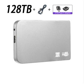 Original High-speed 16TB Portable External Solid State Hard Drive USB3.0 Interface HDD Mobile Hard Drive For Laptop/mac (Color: 128TB Silver)