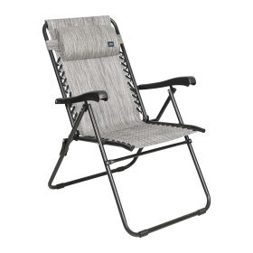 26" Wide Reclining Sling Chair with Pillow; 275 lbs (Color: Gray)