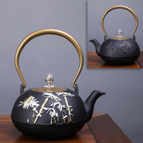 Japanese -Style Creative Literary And Art Hand-Made Boiled Teapot Happy Iron Teapot (Color: Style E)