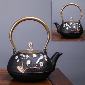 Japanese -Style Creative Literary And Art Hand-Made Boiled Teapot Happy Iron Teapot (Color: Style L)