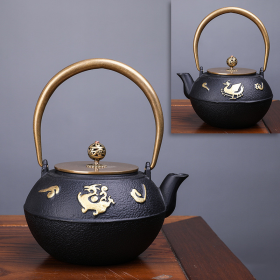 Japanese -Style Creative Literary And Art Hand-Made Boiled Teapot Happy Iron Teapot (Color: Style K)