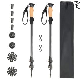 Camping & Hiking Adjustable Anti-Shock Hiking Walking Climbing Sticks (Color: Black)