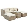 Backyard Pool Outdoor Furmiture 5-Piece Rattan Sectional Sofa Set