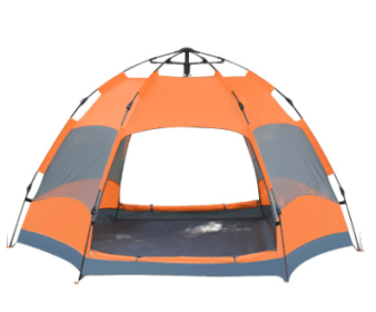 Automatic Hexagonal Tent Multi-Person Double-Layer Outdoor Camping Rain Tent (Color: Orange)