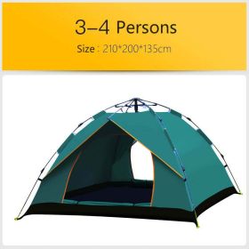 Automatic Hexagonal Tent Multi-Person Double-Layer Outdoor Camping Rain Tent (Color: Green)