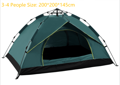 Automatic Hexagonal Tent Multi-Person Double-Layer Outdoor Camping Rain Tent (Color: Dark Green)