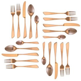 Elegant Western Utensils 20 Piece Flatware Utensil Set 4 In (Color: Rose Gold Matte)