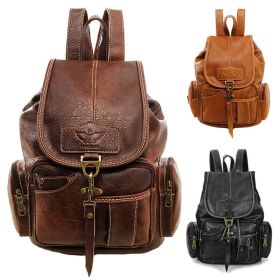 Women Girls Leather Backpack Shoulder School Shoulder Satchel HandBag Travel (Color: Black)