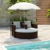 Outdoor Backyard Half-Moon Sectional Furniture Rattan Sofa  2-Piece Set