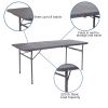 6-Foot Bi-Fold Granite White Plastic Banquet and Event Folding Table with Carrying Handle