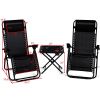 3PC Zero Gravity Reclining Lounge Chairs Pillows Table Portable Folding