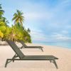 Outdoor 2-Pcs Set Chaise Lounge Chairs, Five-Position Adjustable Aluminum Recliner, All Weather For Patio, Beach, Yard, Pool RT