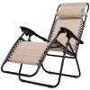 3PC Zero Gravity Reclining Lounge Chairs Pillows Table Portable Folding