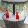 Patio Furniture Rattan Style Patio Beverage Cooler Bar Table